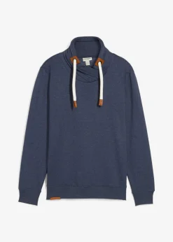 Sudadera con cuello tipo pañuelo con detalles de piel sintética