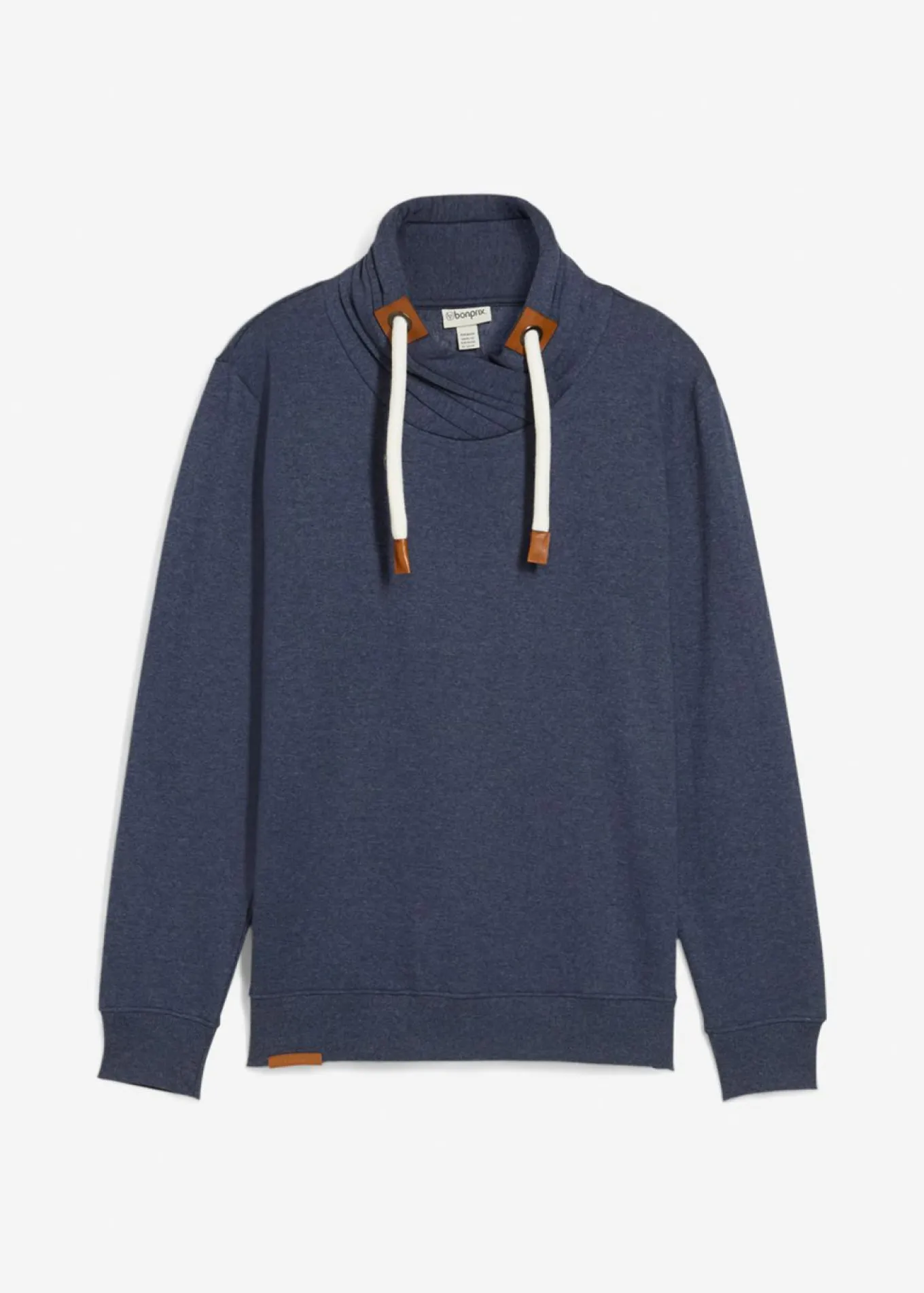 Sudadera con cuello tipo pañuelo con detalles de piel sintética