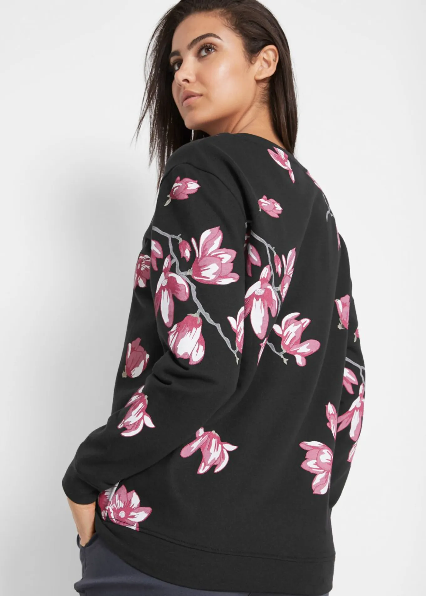 Sudadera con estampado de flores de corte holgado