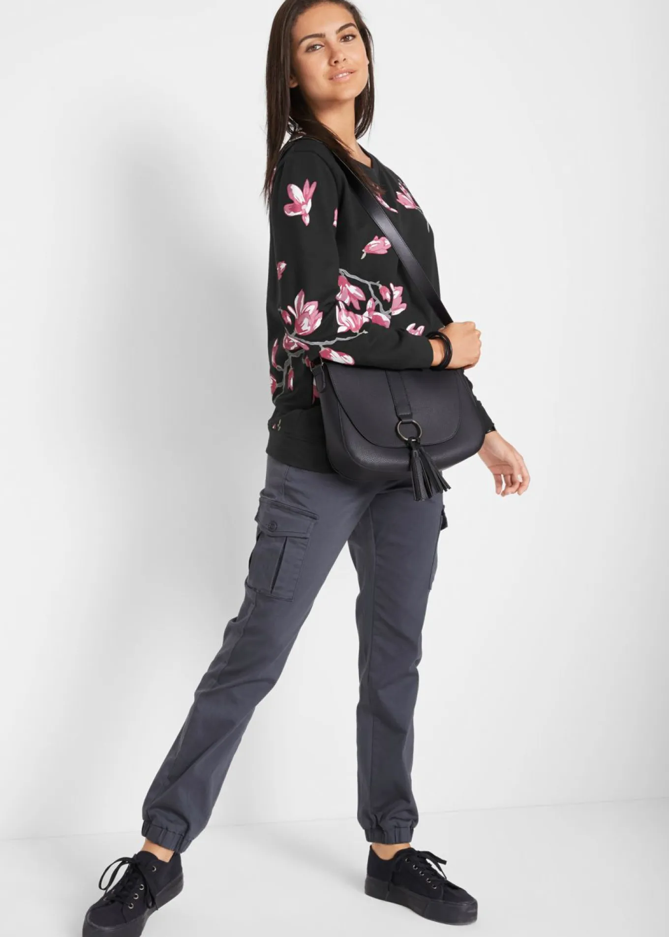 Sudadera con estampado de flores de corte holgado