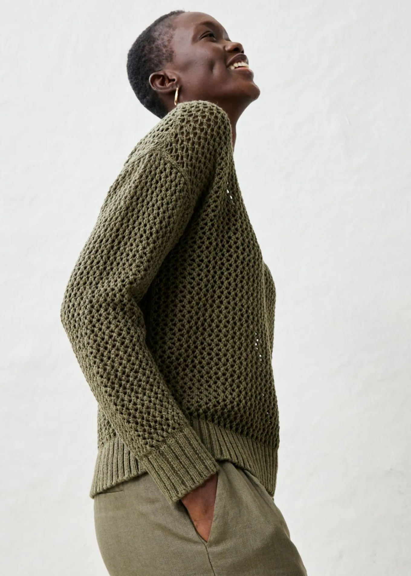 Sudadera de ajour de mezcla de lino ligero
