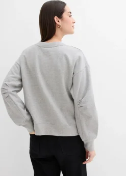 Sudadera de algodón orgánico con cuello ancho de canalé