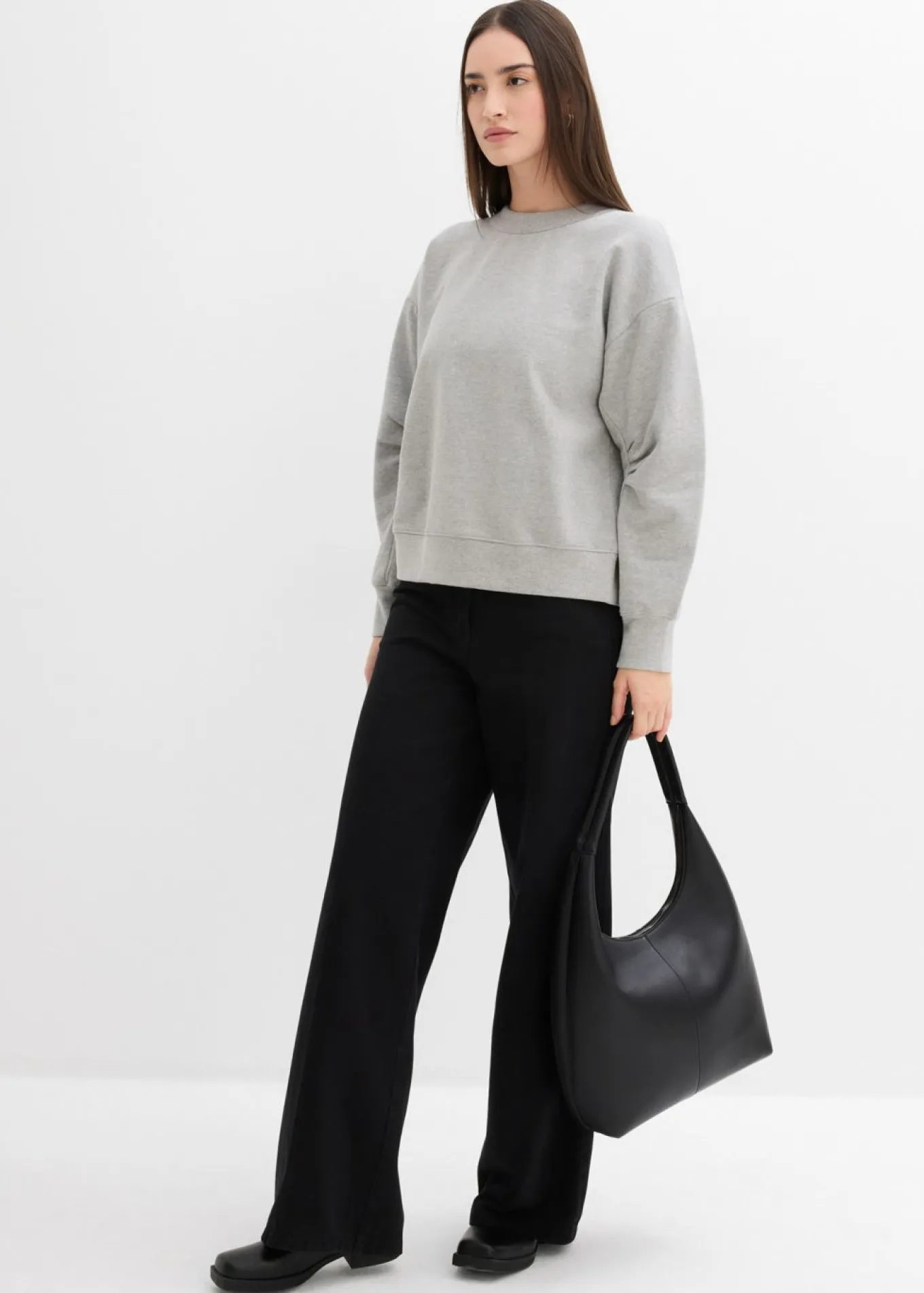 Sudadera de algodón orgánico con cuello ancho de canalé