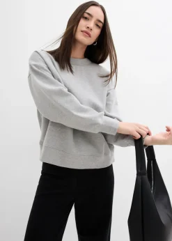 Sudadera de algodón orgánico con cuello ancho de canalé