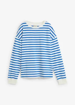 Sudadera de algodón orgánico con manga larga y diseño de rayas
