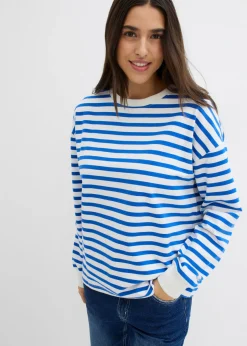 Sudadera de algodón orgánico con manga larga y diseño de rayas