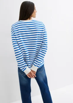 Sudadera de algodón orgánico con manga larga y diseño de rayas