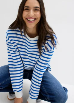 Sudadera de algodón orgánico con manga larga y diseño de rayas