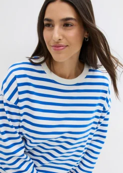 Sudadera de algodón orgánico con manga larga y diseño de rayas