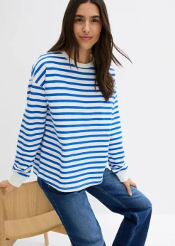 Sudadera de algodón orgánico con manga larga y diseño de rayas