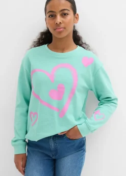 Sudadera de algodón orgánico puro con dobladillo abullonado