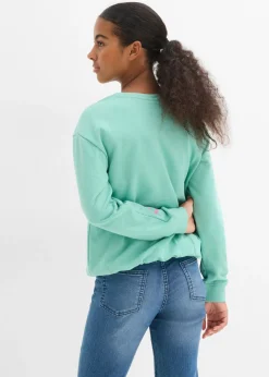 Sudadera de algodón orgánico puro con dobladillo abullonado