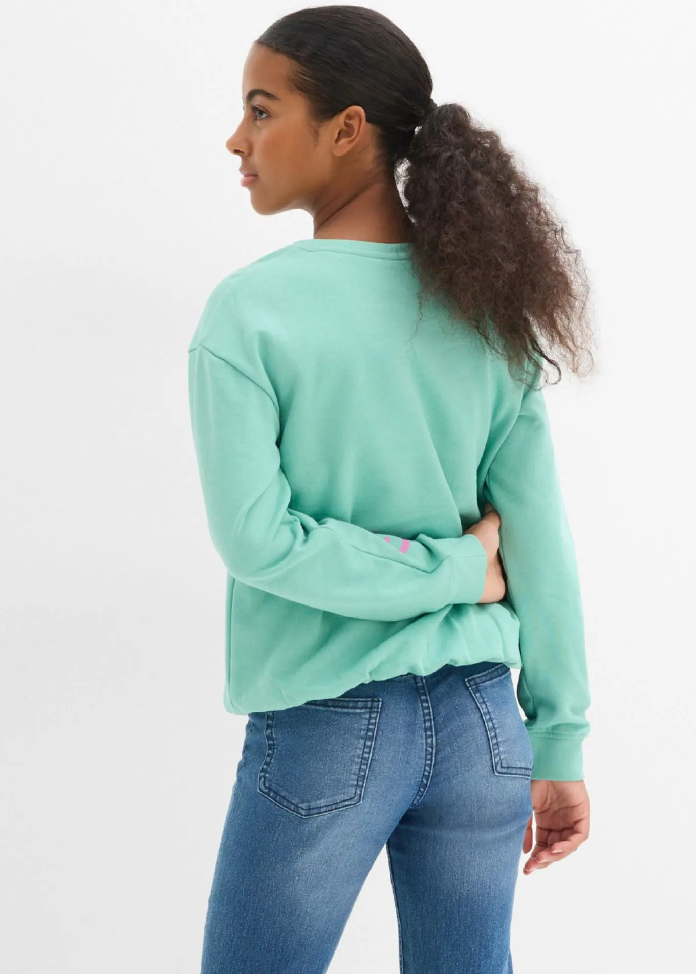 Sudadera de algodón orgánico puro con dobladillo abullonado