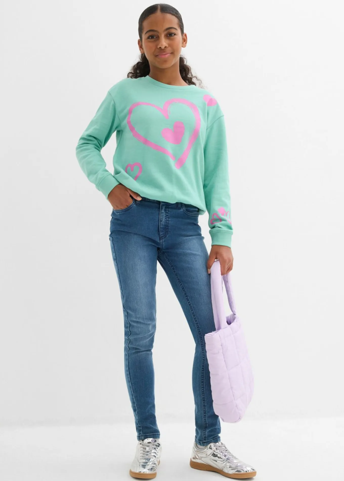 Sudadera de algodón orgánico puro con dobladillo abullonado