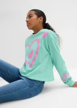 Sudadera de algodón orgánico puro con dobladillo abullonado