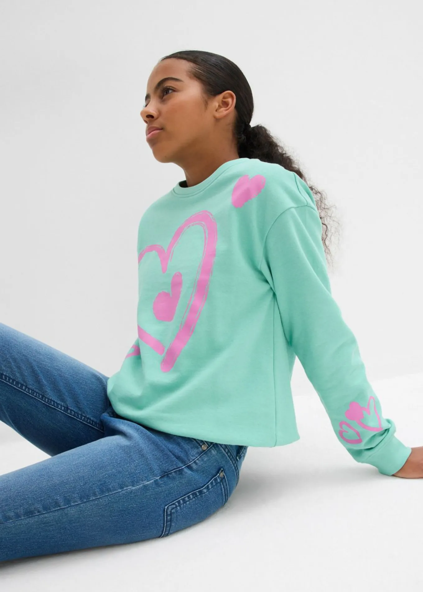Sudadera de algodón orgánico puro con dobladillo abullonado