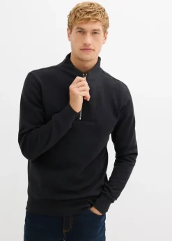 Sudadera de algodón orgánico puro con cuello troyer