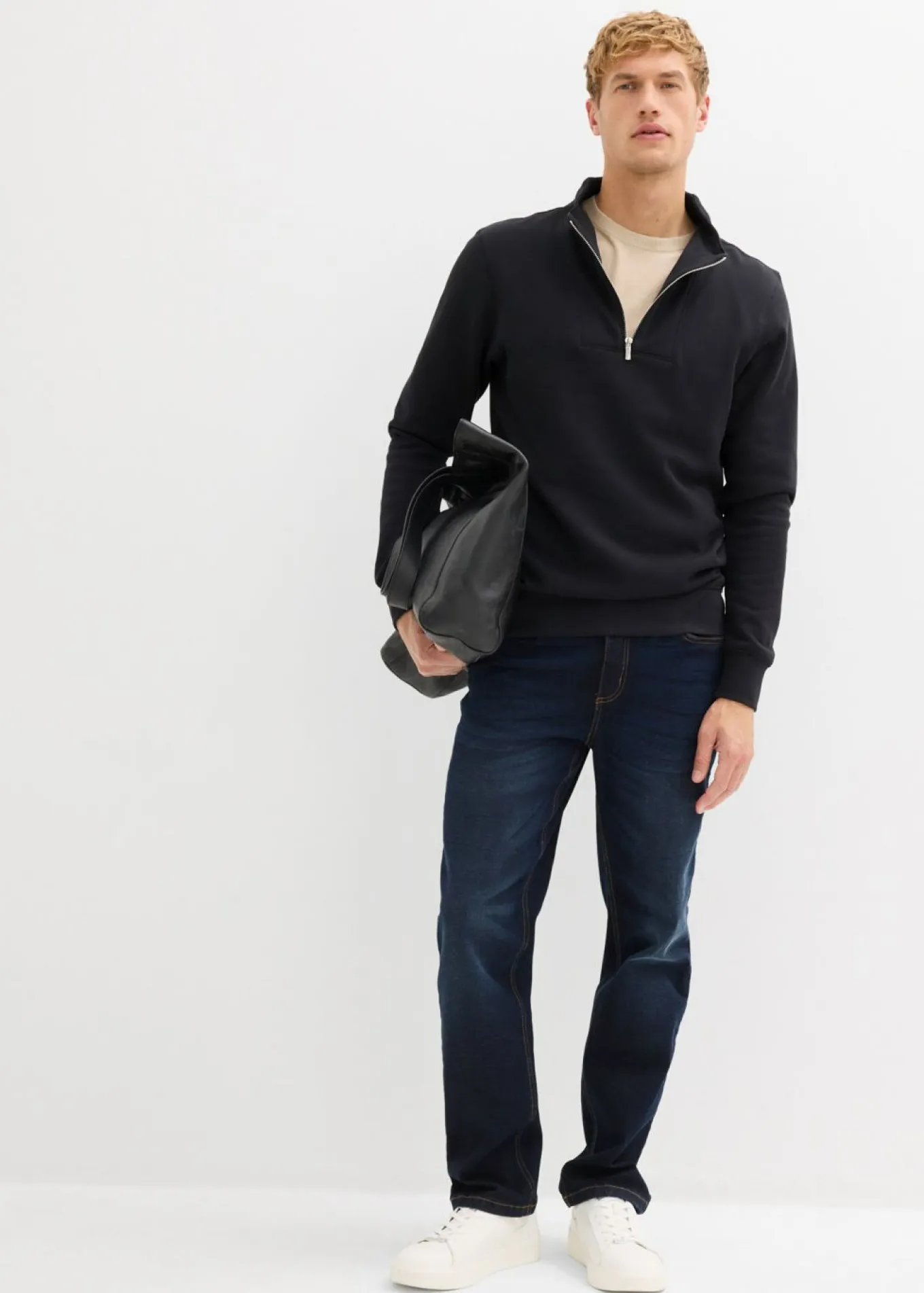 Sudadera de algodón orgánico puro con cuello troyer