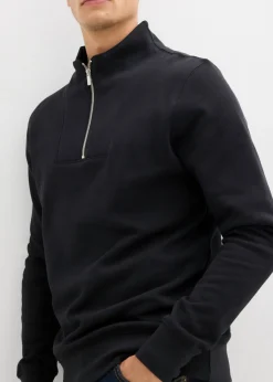 Sudadera de algodón orgánico puro con cuello troyer