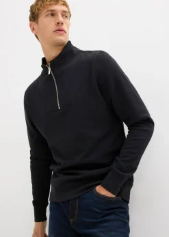 Sudadera de algodón orgánico puro con cuello troyer