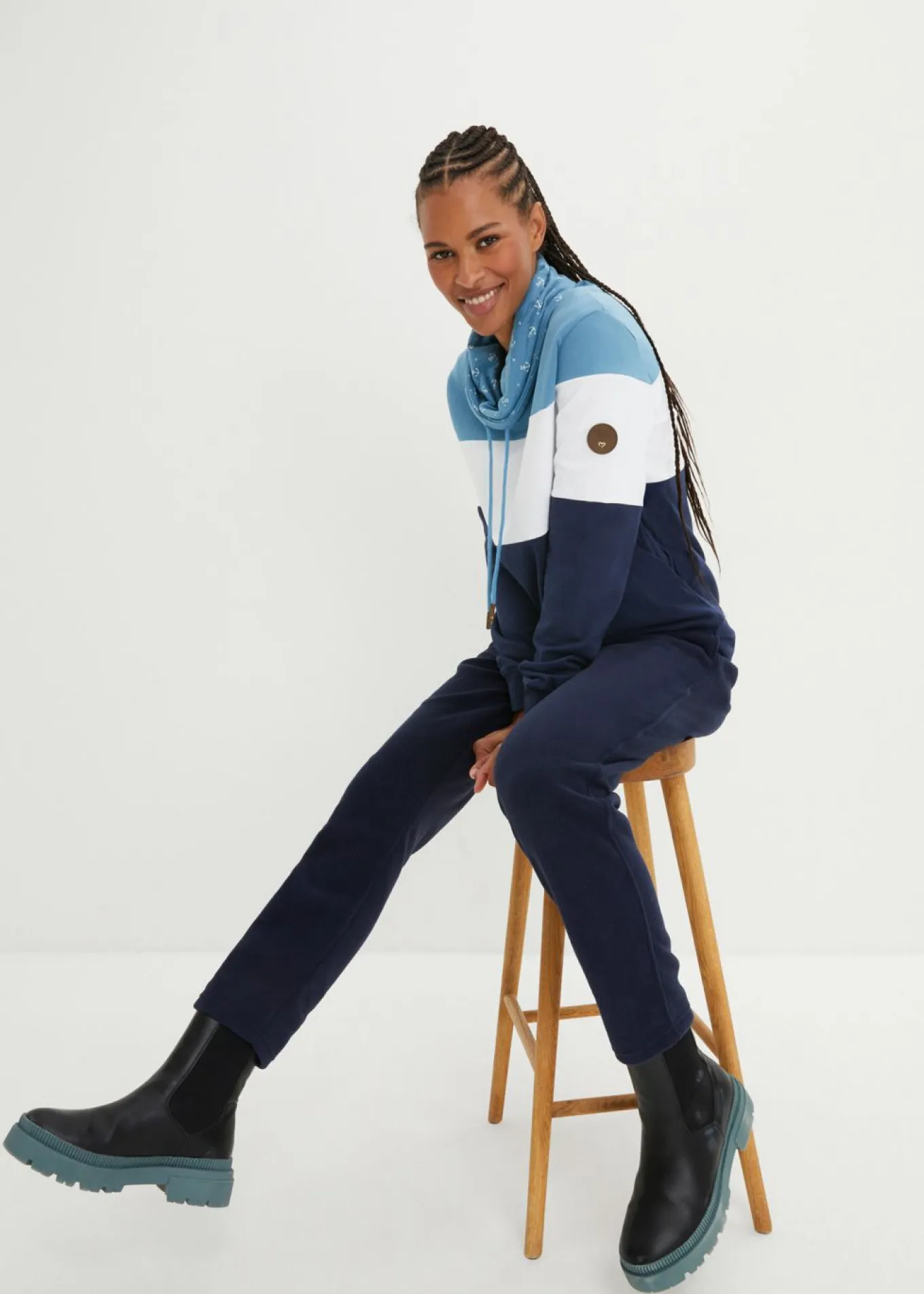 Sudadera de algodón puro con cuello estampado
