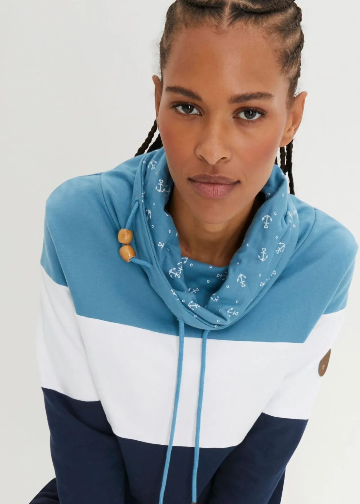Sudadera de algodón puro con cuello estampado