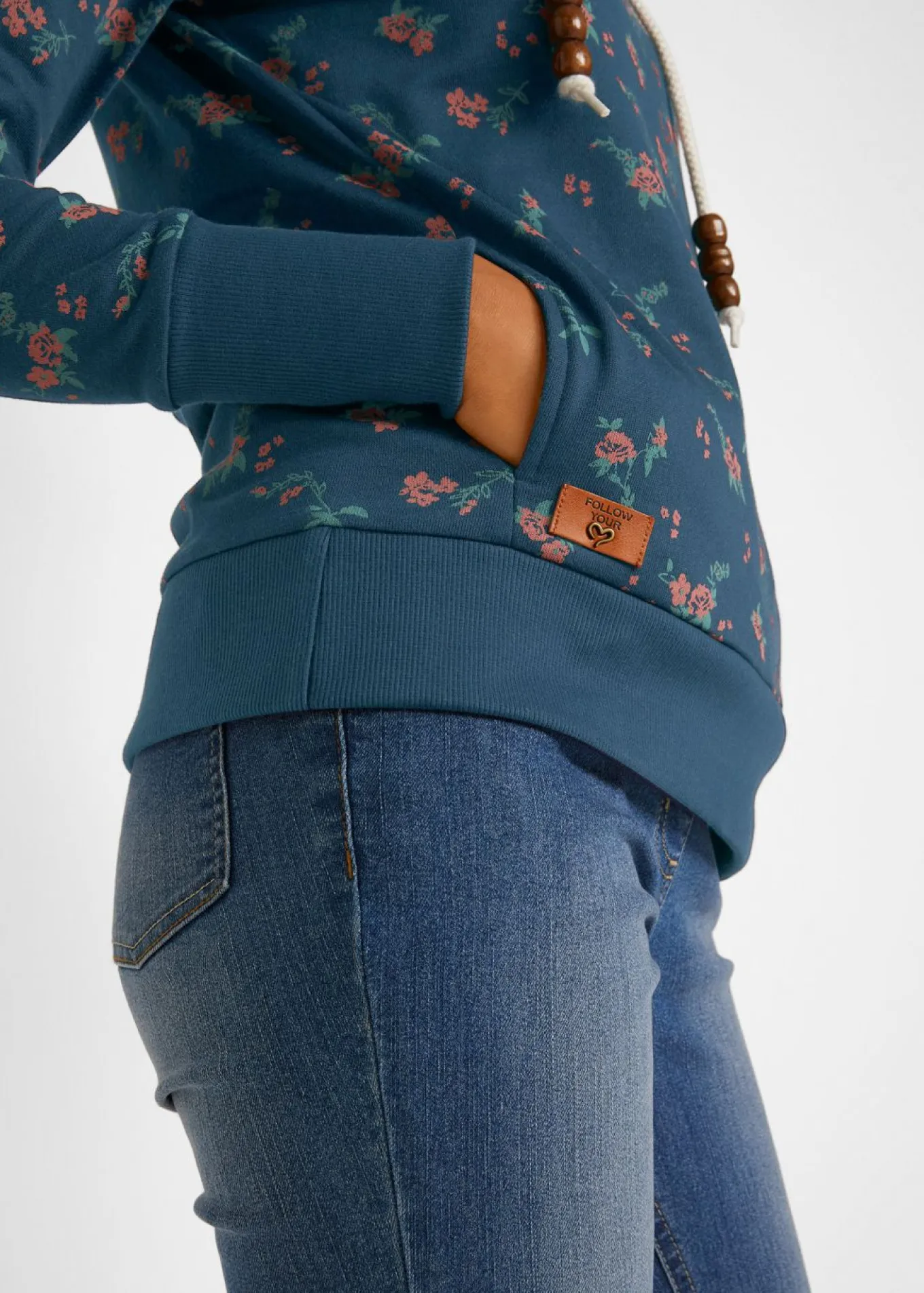 Sudadera de algodón puro con capucha y cordones