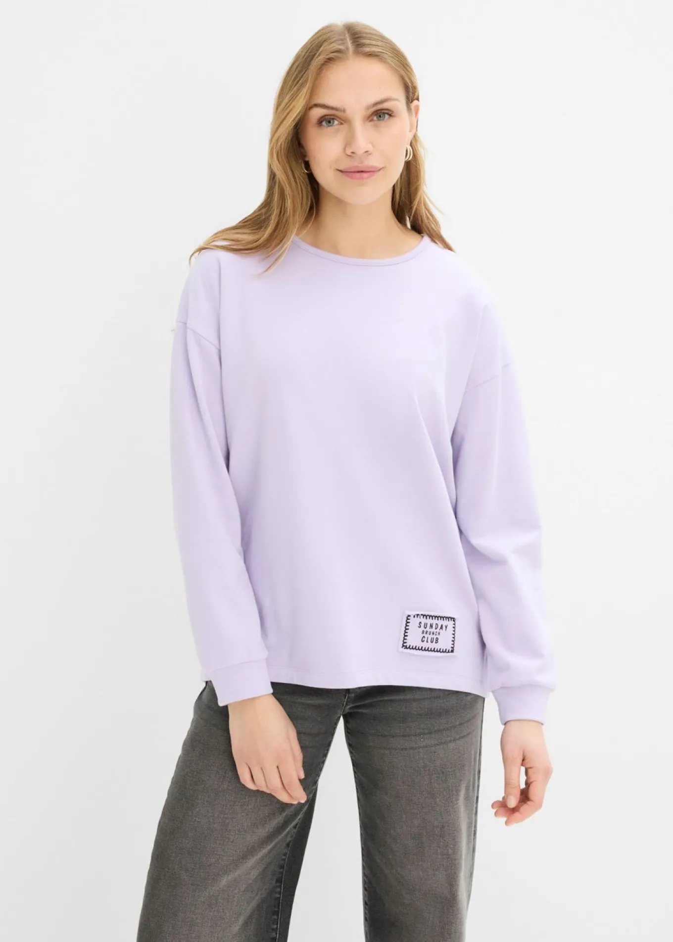 Sudadera de mezcla de algodón con bajo asimétrico