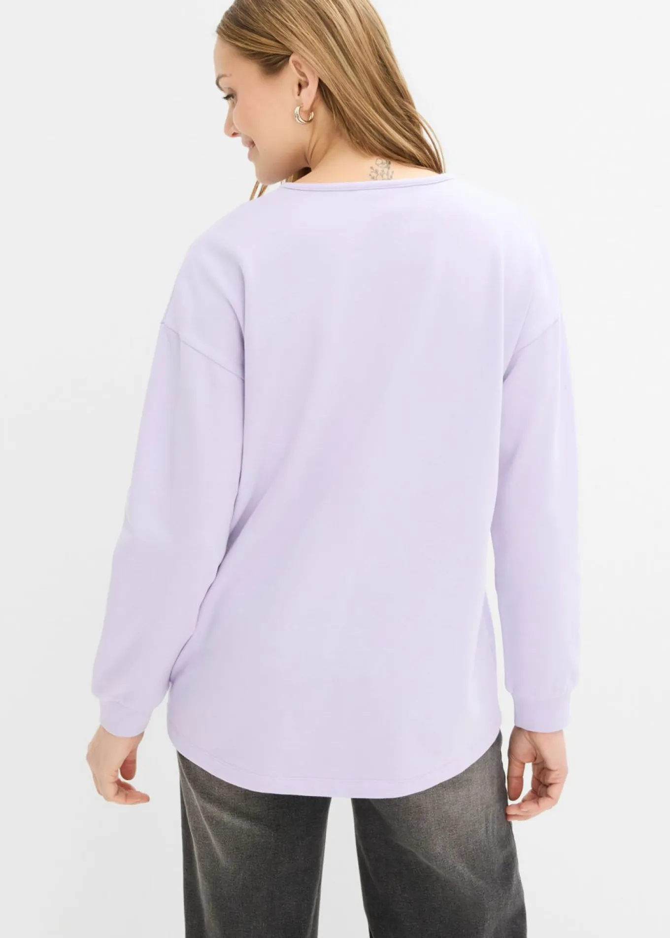Sudadera de mezcla de algodón con bajo asimétrico
