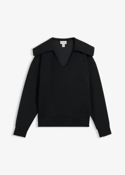 Sudadera de mezcla de viscosa con cuello ancho