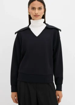 Sudadera de mezcla de viscosa con cuello ancho