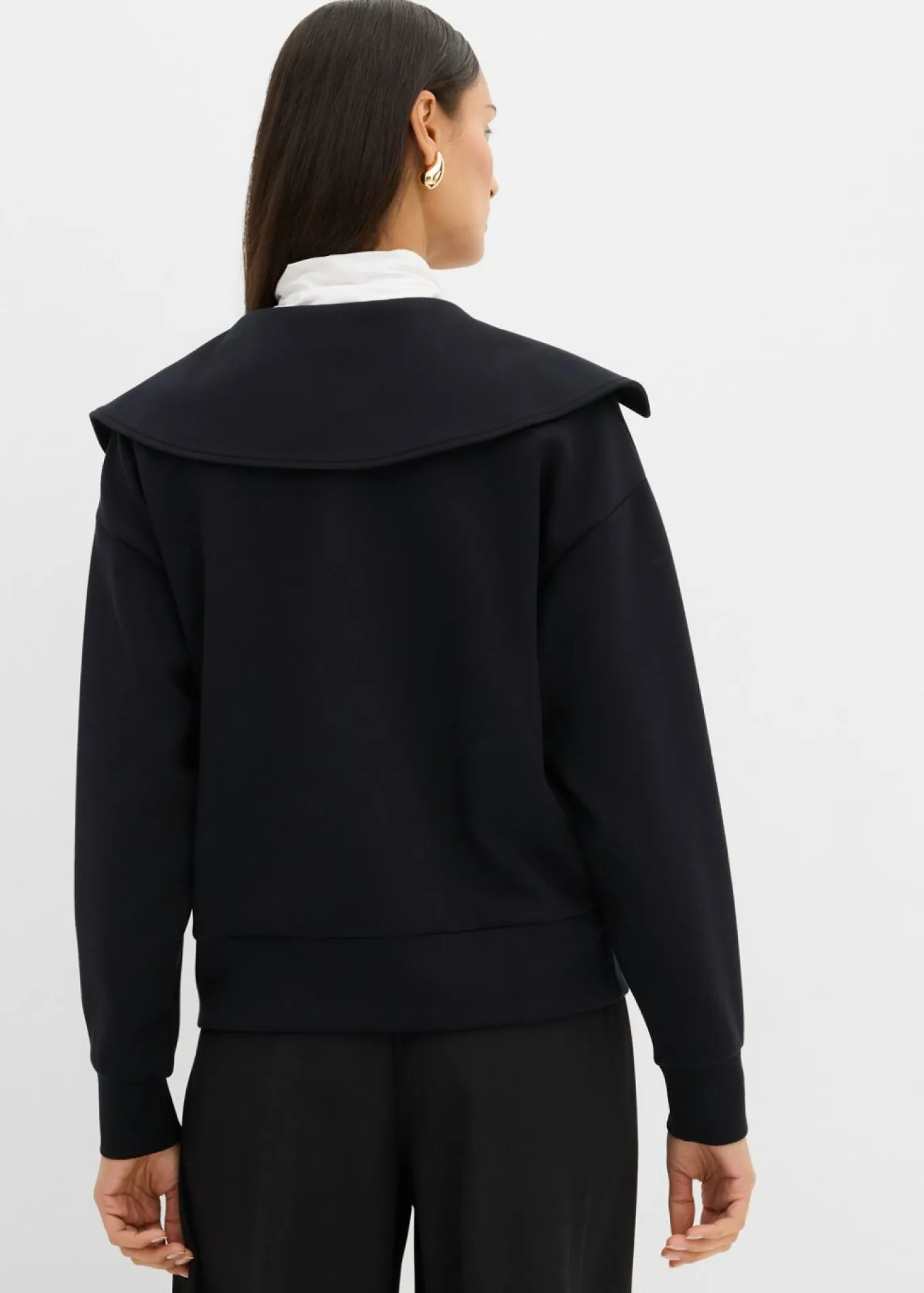 Sudadera de mezcla de viscosa con cuello ancho