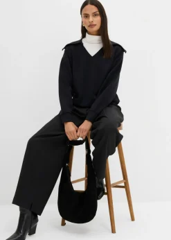Sudadera de mezcla de viscosa con cuello ancho