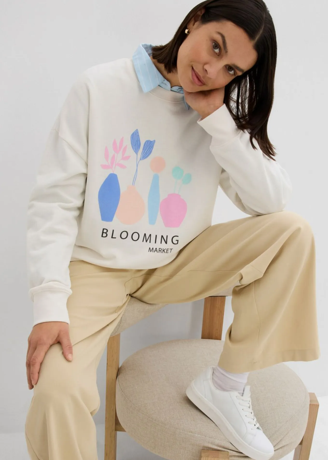 Sudadera holgada en mezcla de algodón