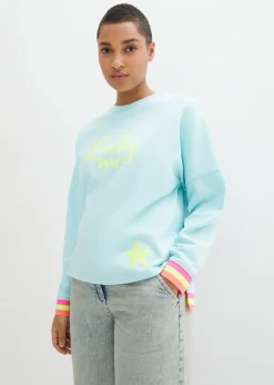 Sudadera oversize con puños multicolores de algodón puro