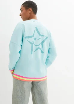 Sudadera oversize con puños multicolores de algodón puro