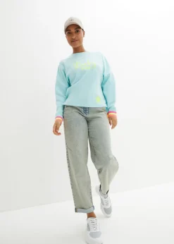 Sudadera oversize con puños multicolores de algodón puro