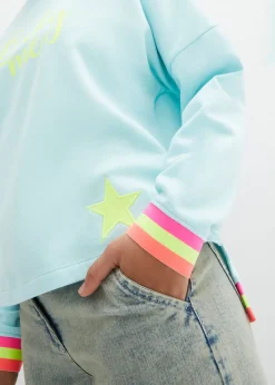 Sudadera oversize con puños multicolores de algodón puro