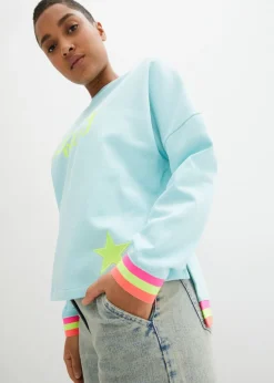 Sudadera oversize con puños multicolores de algodón puro