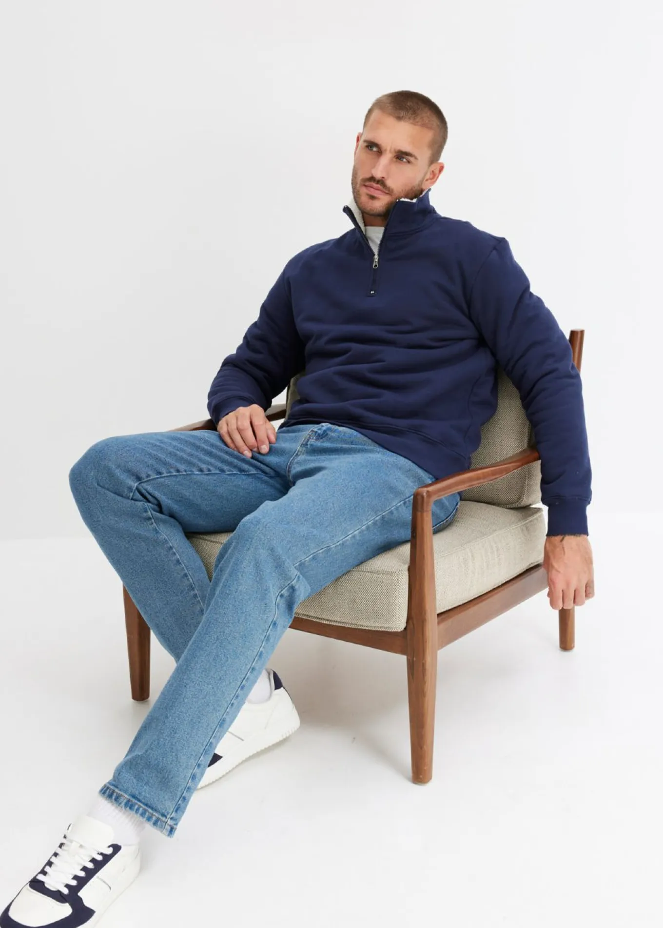 Sudadera térmica con cuello tipo troyer y forro cálido