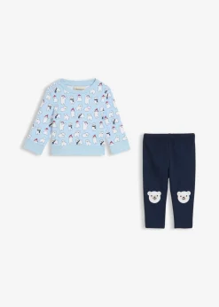 Sudadera y leggings para gateo de algodón orgánico puro (2 piezas)