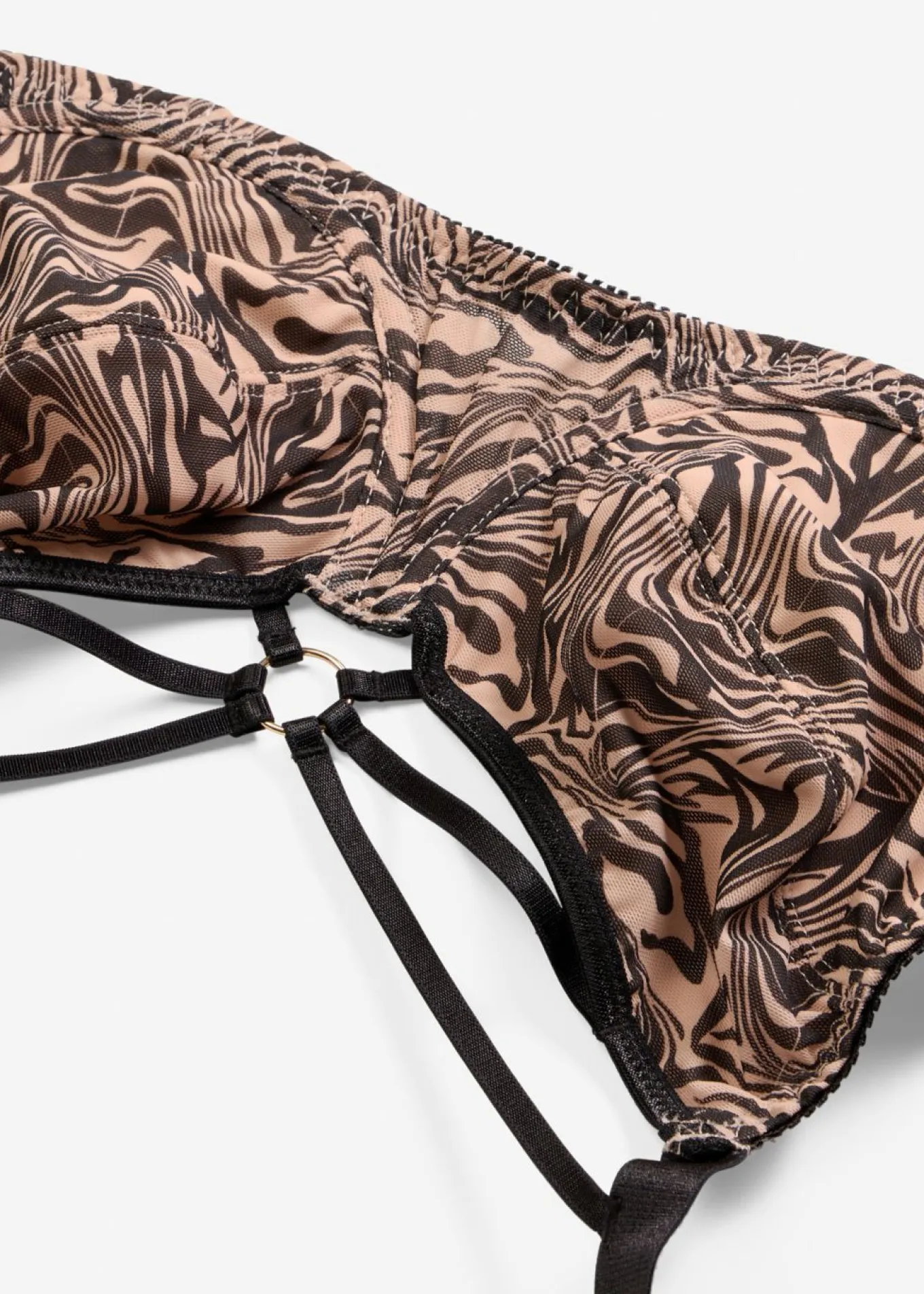 Sujetador reductor con detalles decorativos y malla estampada