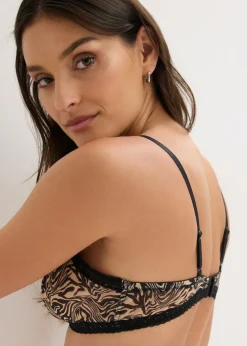 Sujetador triangular sin aros con malla estampada