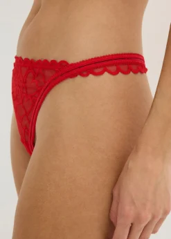 Tanga con encaje de corazones