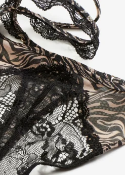 Tanga con malla estampada