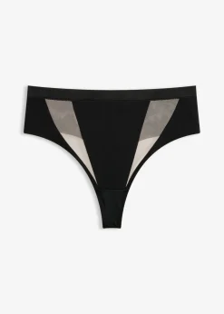 Tanga de talle alto con insertos transparentes