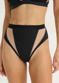 Tanga de talle alto con insertos transparentes