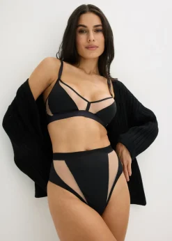 Tanga de talle alto con insertos transparentes