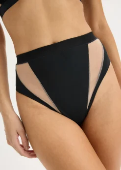Tanga de talle alto con insertos transparentes