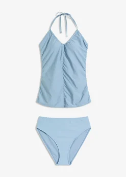 Tankini con cuello halter (2 piezas) con fruncido